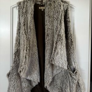 Democracy Plush Faux Fur Open-Front Vest